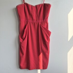 BCBGMaxAzria Daphne Strapless Berry Red Dress With Pockets Size 10